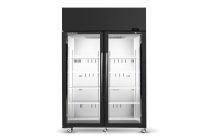 SKOPE SKT1300N-A 2 Glass Door Black Exterior/White Interior Display or Storage Fridge